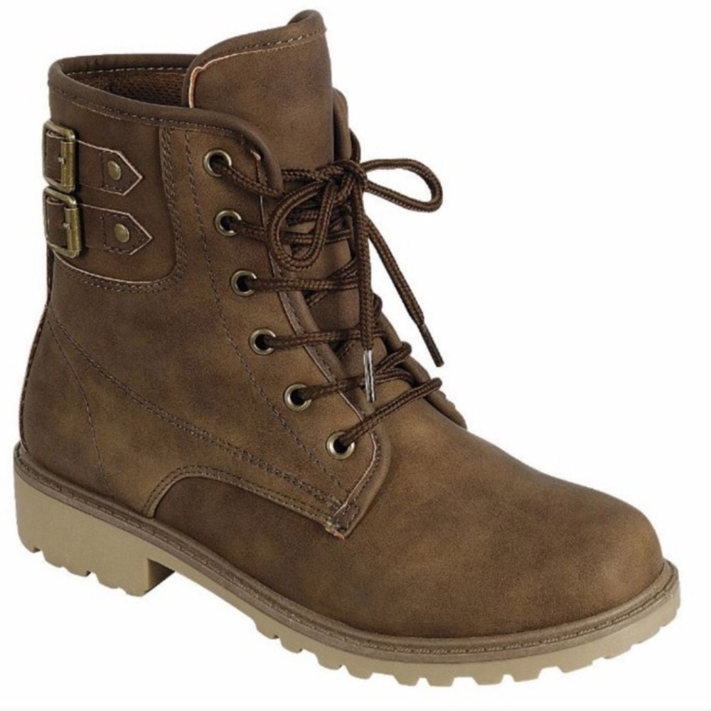 New Brown Lace Up Combat Boots
